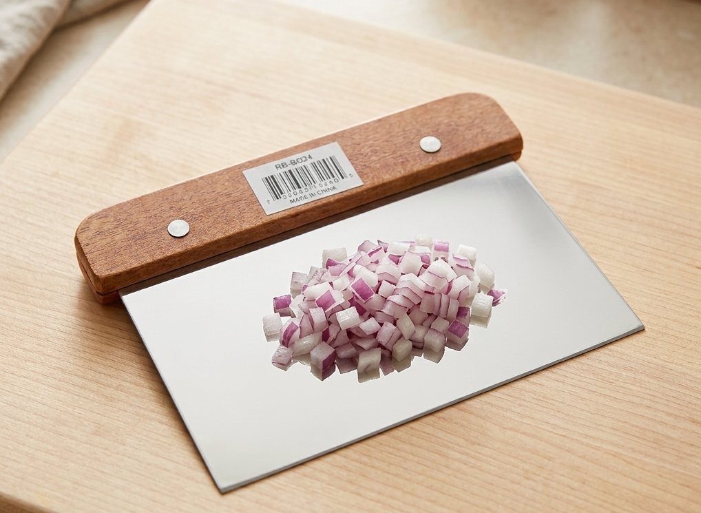 Stainless Steel Scraper with Wooden Handle-Rasqueta de Acero Inoxidable con Mango de Madera
