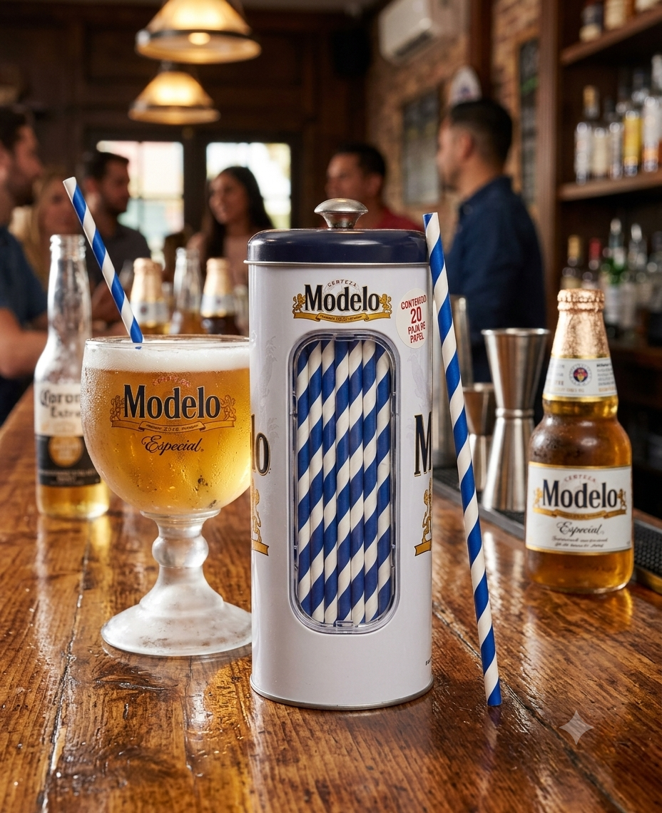Modelo Straw Dispenser with 20 Count Paper Straws-Dispensador de Popotes Modelo
