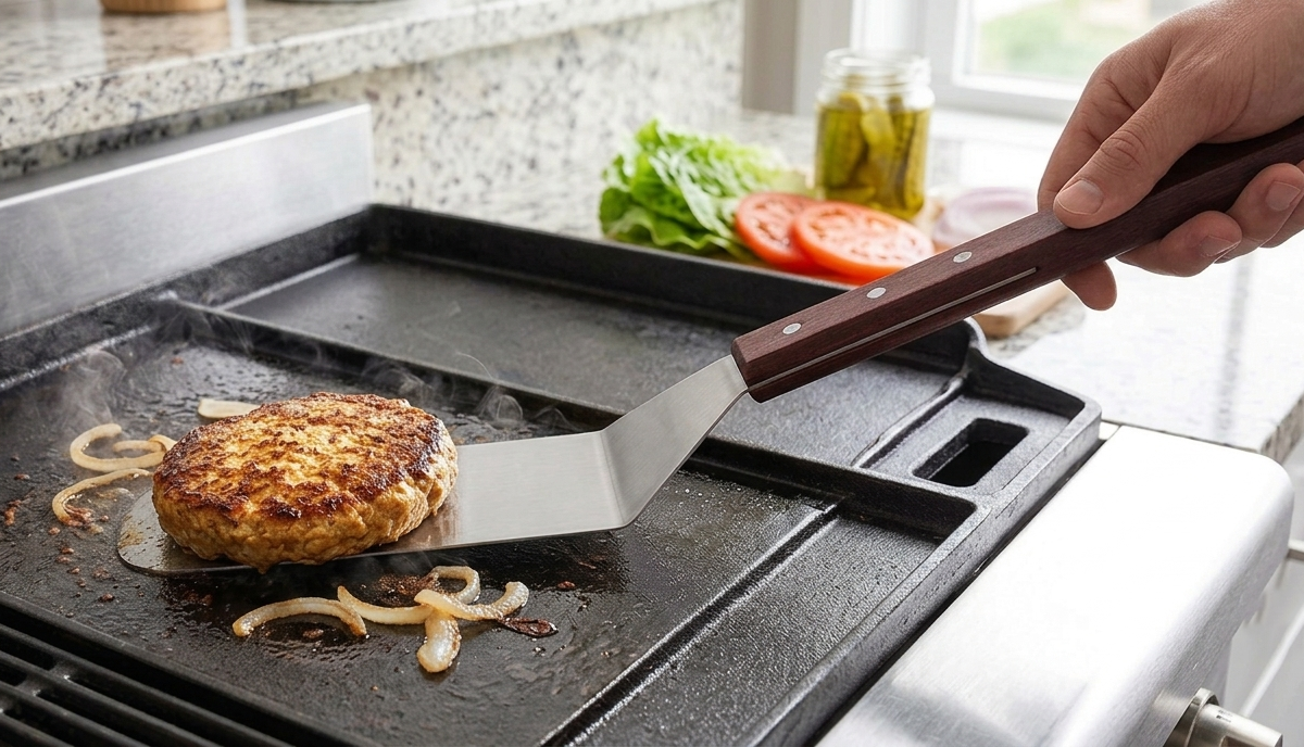 Long-Handle Stainless Steel Spatula- Espátula de Acero Inoxidable con Mango Largo