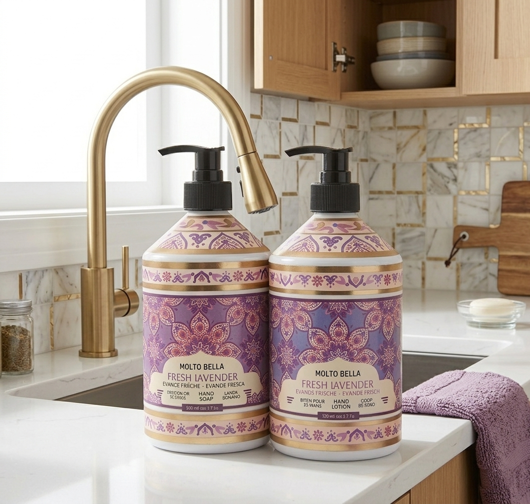 Molto Bella Lavander Hand Soap & Hand Lotion Set/Set de Jabón de Manos y Loción de Manos de Lavanda Fresca