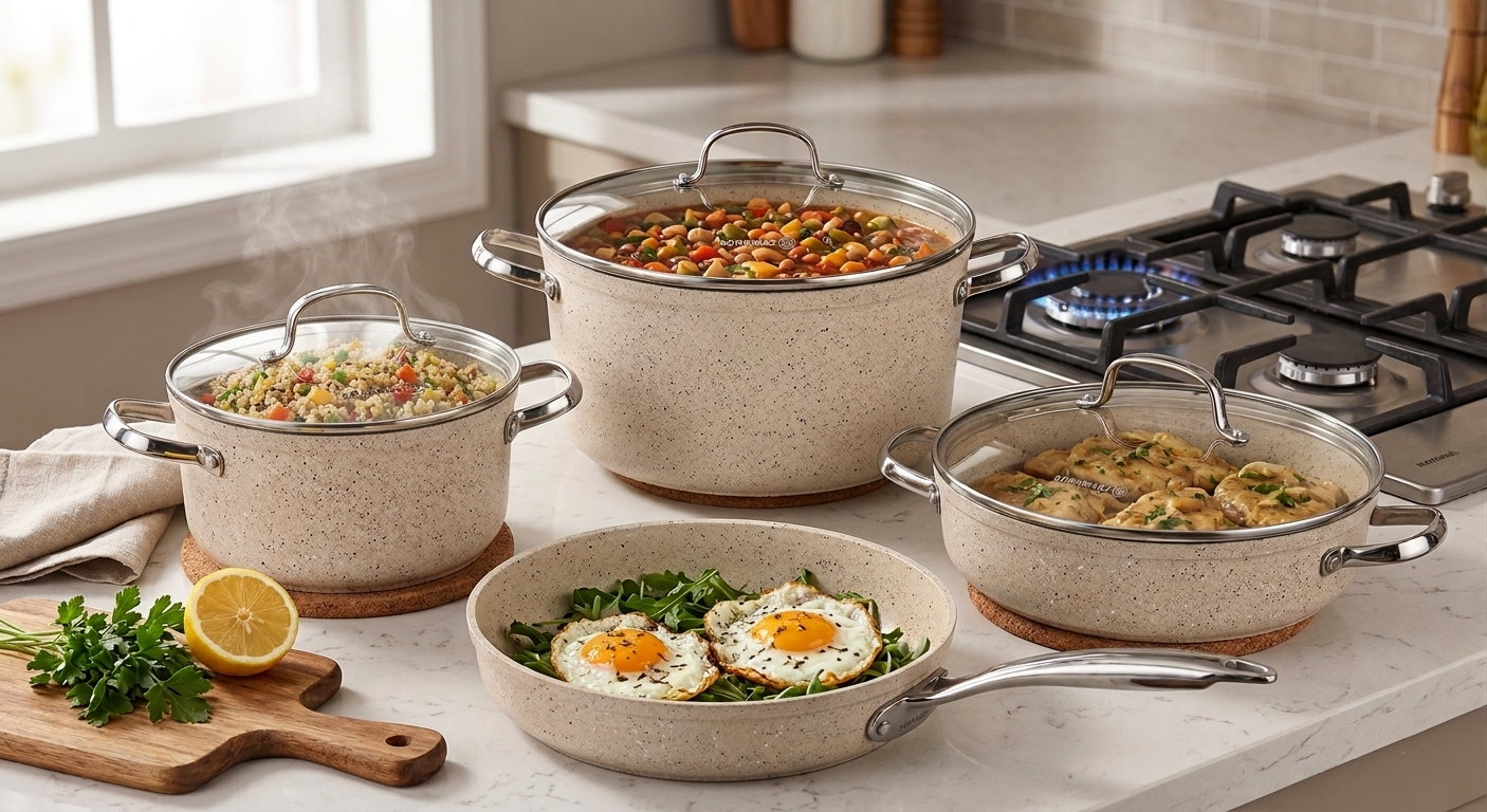 Korkmaz 7-Piece Cookware Granite Set