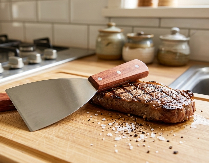 Stainless Steel Griddle Scraper & Spatula - Espátula y Raspador de Plancha de Acero Inoxidable