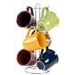 7 PC Gibson Home Everyday Contempo Hues Assorted Ceramic 15-Ounce Mug Set with Rack