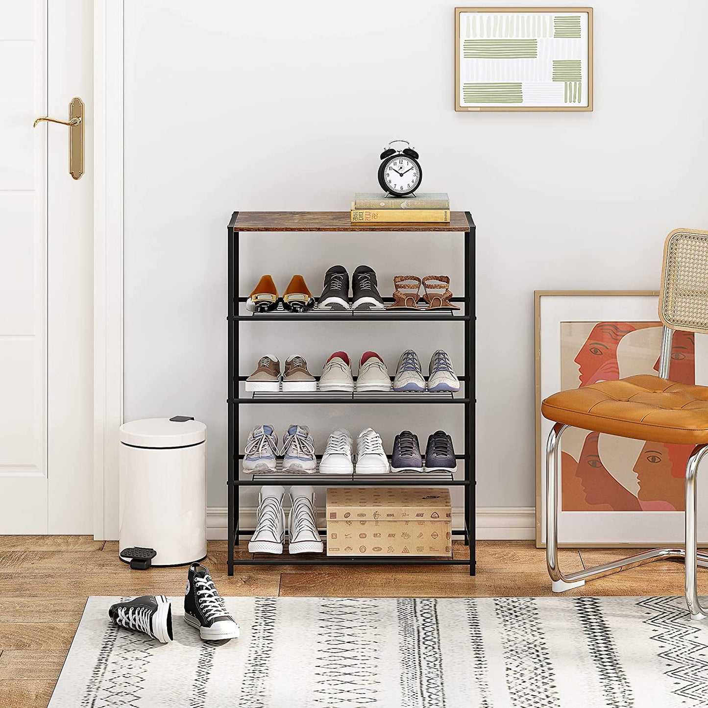 5-Tier Shoe Rack, All-Metal Shoe Tower, Shoe Storage Shelf