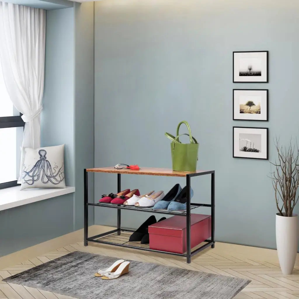 Imported Shoe Rack 3-Tier Shoe Rack, All-Metal Shoe Tower, Shoe Storage Shelf – R & B Import