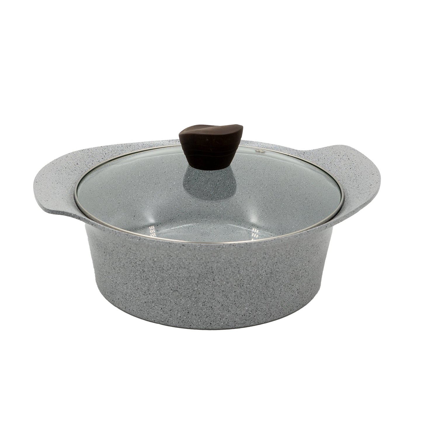 24cm Grey Marble Ceramic Coating Low Pot
