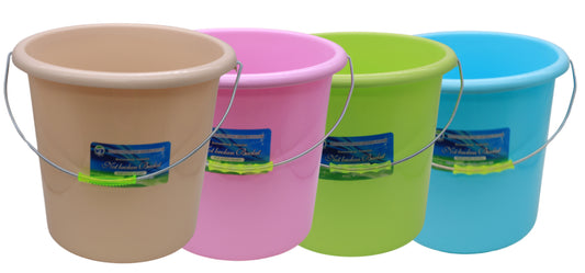 PLASTIC BUCKET ROUND WITH METAL HANDLE 34 QT