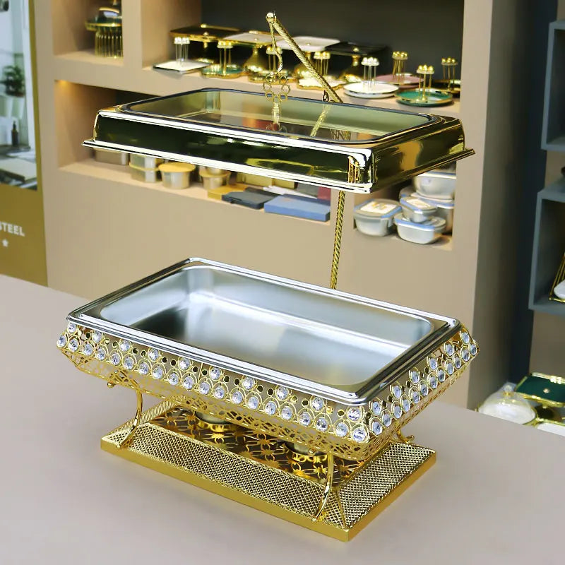 Luxury Diamond Design Golden Chafing Dish