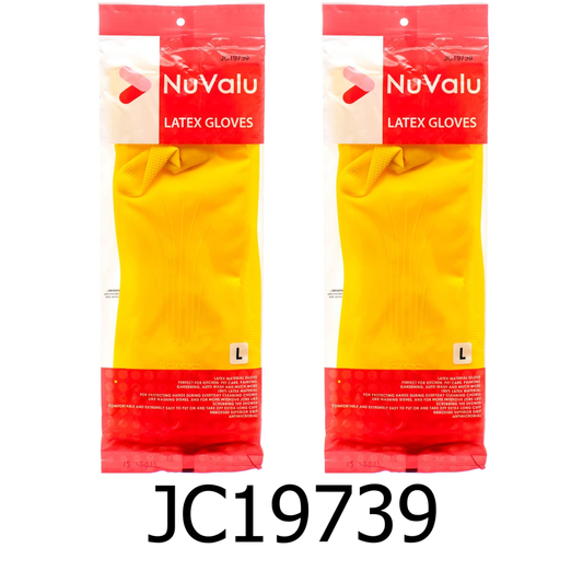 NuValu Yellow Multi-Purpose Latex Gloves - Size Large (2 Pairs)