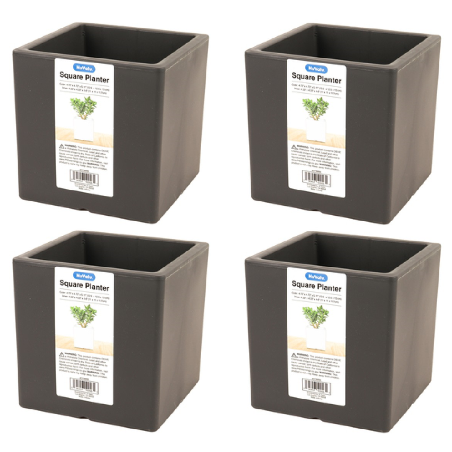 4 PC Grey Square Planter