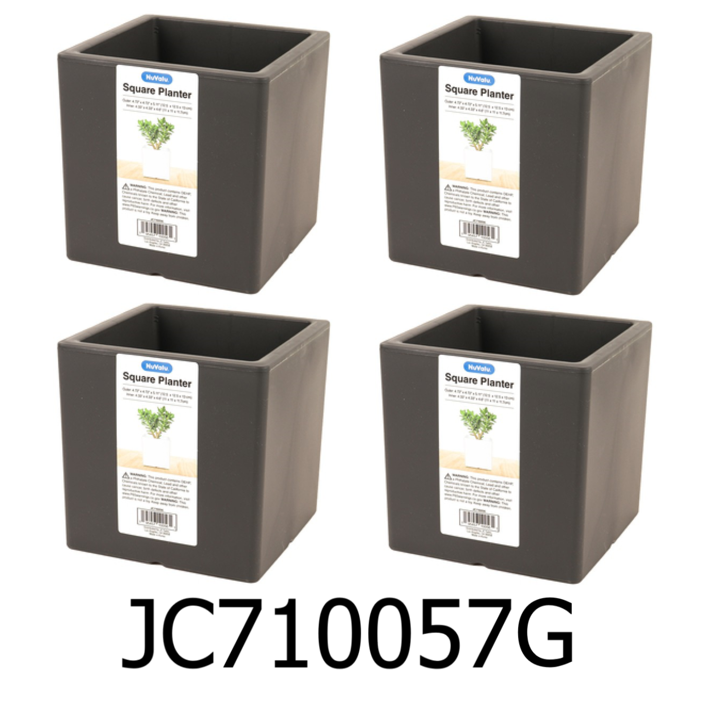 4 PC Grey Square Planter