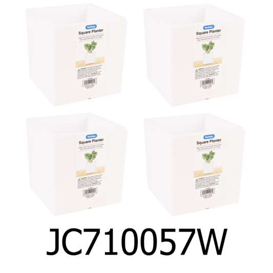 4 PC White Square Planter