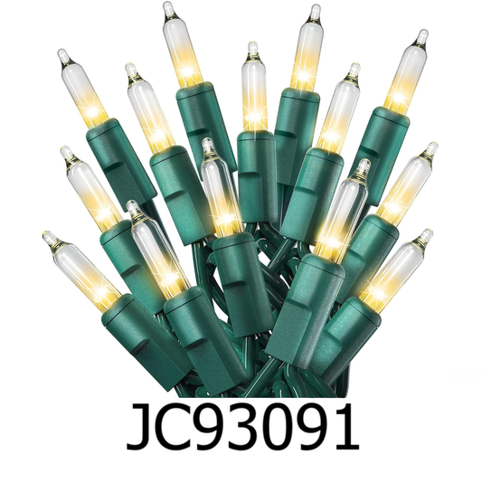 100 LED Warm White Clear Bulb with Green Wire