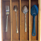 Bamboo Drawer Organizer, 4 Compartment Divider, Natural Wood Finish, Kitchen Utensil Storage