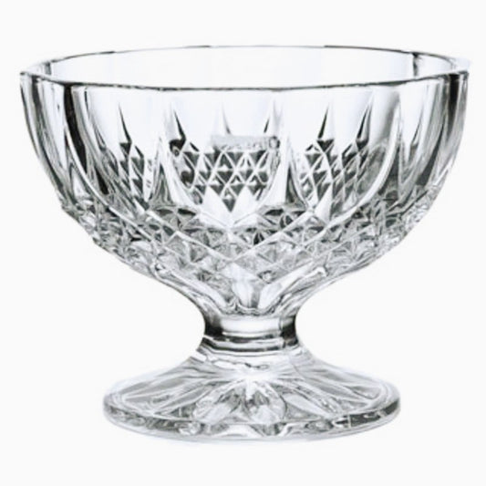 BLINKMAX Crystal Cut Glass Footed Bowl, Pedestal Serving Dessert Ice Cream Dish, Diamond Pattern Design