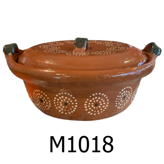 11" Floral Artisan Clay Casserole