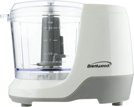 Brentwood 1.5 Cup Mini Food Chopper, White Safe Operating Lid MC-109W