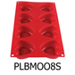 2.4 Oz Heart High Heat Silicone Baking Mold, 8 Cavities