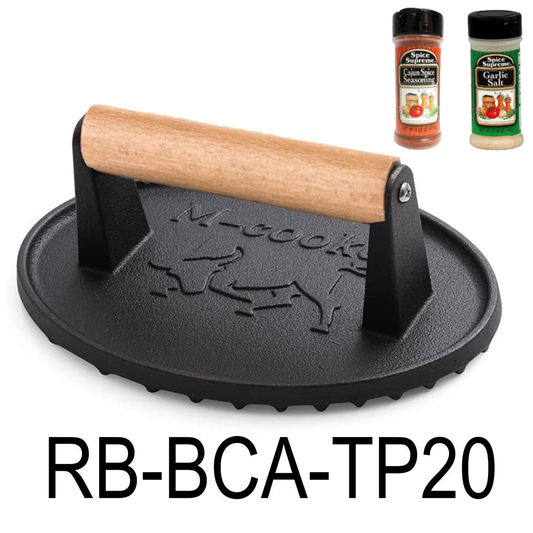 7.5" Round Cast Iron Meat Pressure (Free Gifts: 2 Spices)