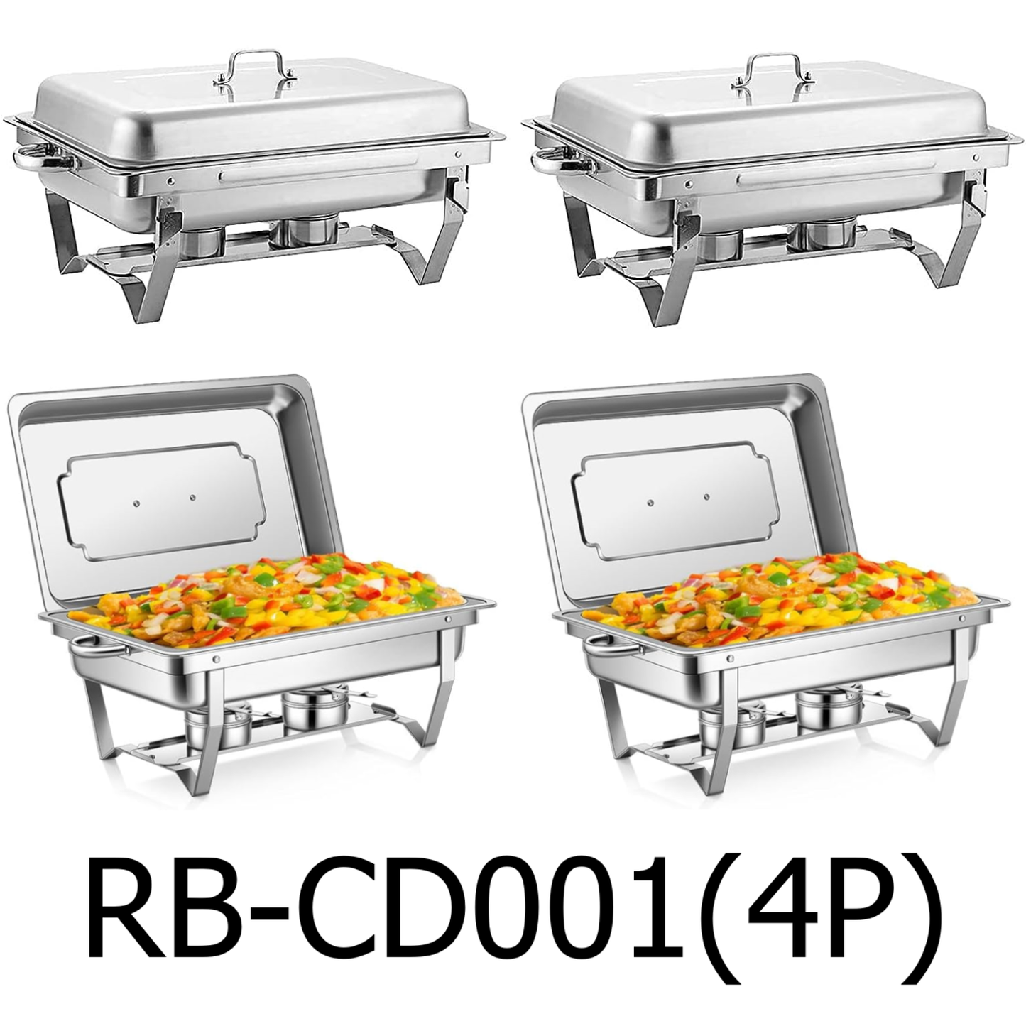 11L Stainless Steel Chafing Dish Food Warmer for Buffet (Pack of 4)