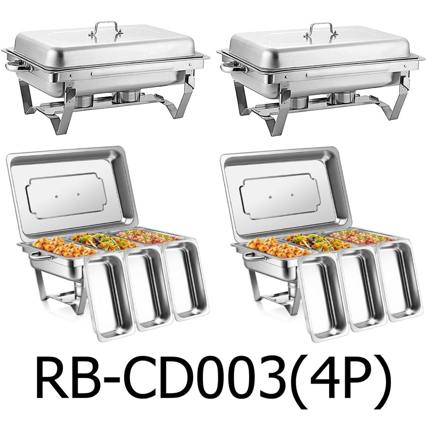 11L Stainless Steel Chafing Dish Food Warmer for Buffet (Pack of 4)
