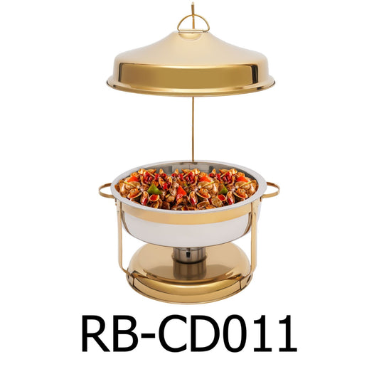 9L Round Stainless Steel Chafing Dish - Gold