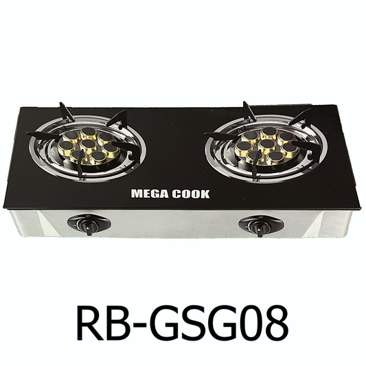 Mega Cook Glass Top 2 Burners Gas Stove High Pressure