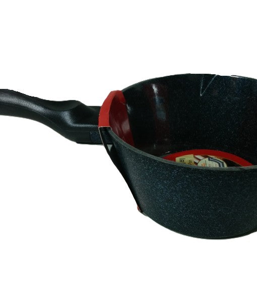 MEGA COOK Non-Stick Saucepan with Handle, Black, Granite Stone Coating, Deep Cooking Pot 20cm