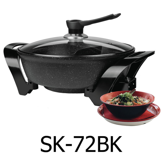 6 QT Brentwood Electric Non-Stick Shabu Shabu Pot with Wooden Spatula