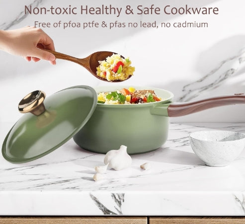 12-Piece Granite Cookware Set Green
