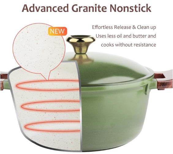 12-Piece Granite Cookware Set Green