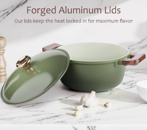 12-Piece Granite Cookware Set Green