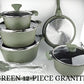 12-Piece Granite Cookware Set-Green
