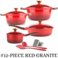 12-Piece Granite Cookware Set RED