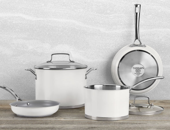 Cuisinart 11-Piece Tri-Ply Matte White Stainless-Steel Cookware Set