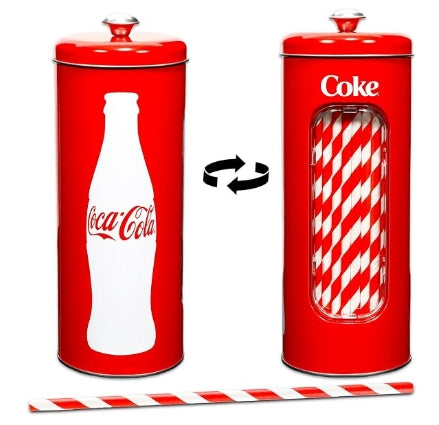 Coca Cola Straw Holder with 20 Count Paper Straws