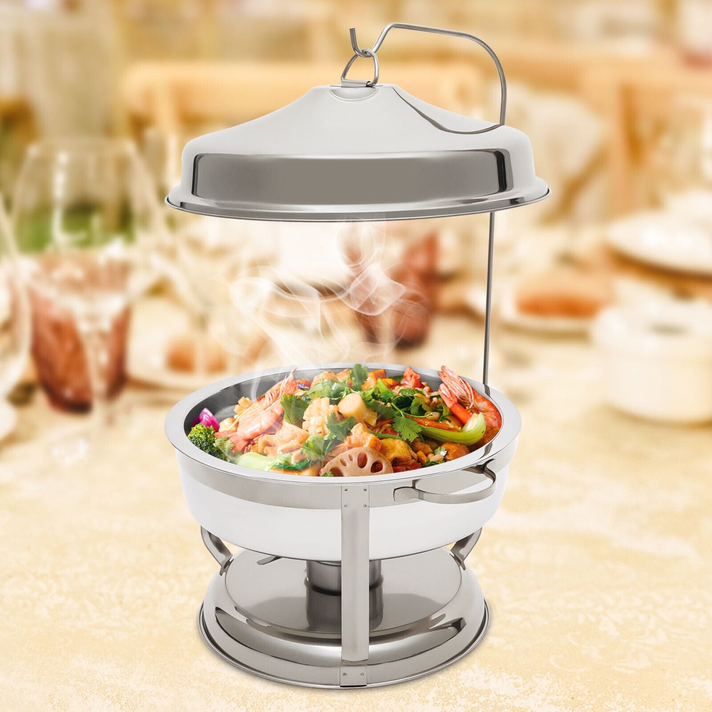 9L Round Stainless Steel Chafing Dish - Silver