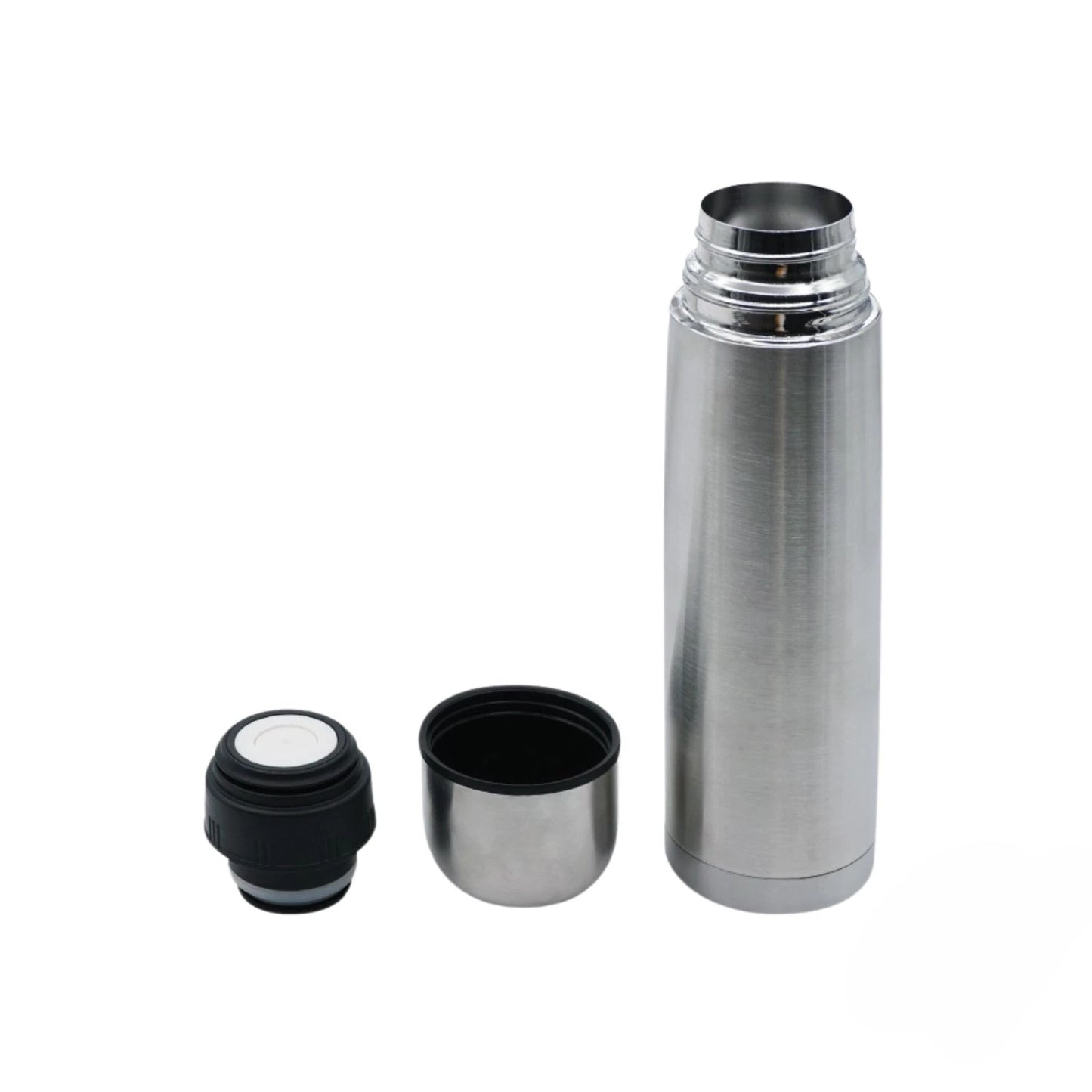 Stainless Steel Vacuum Insulated Thermos Flask, Silver, Bullet Shape 1Lt