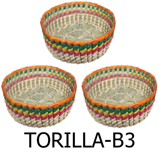 3 PC Mexican Palm Leaf Tortilla Basket