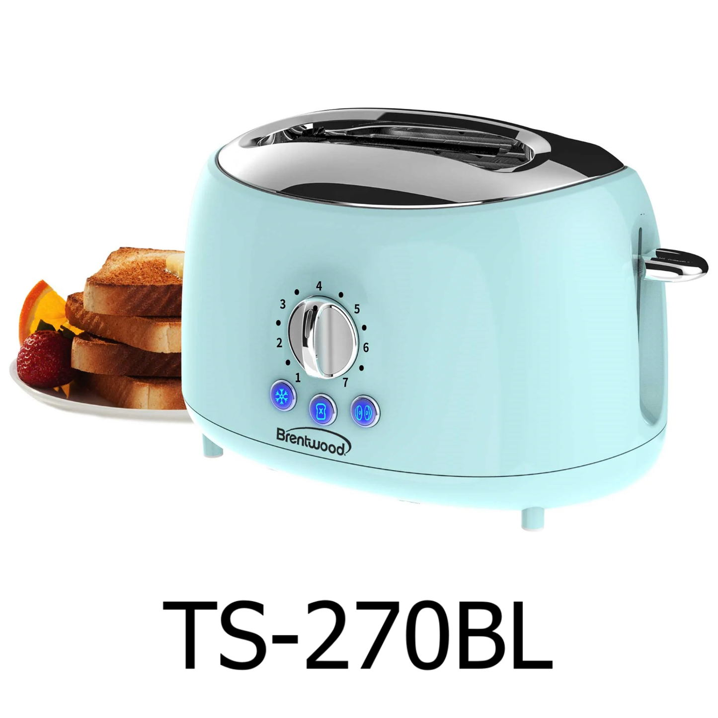 Brentwood Blue Cool-Touch 2-Slice Retro Toaster with Extra-Wide Slots