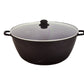 Non-Stick Dutch Oven with Glass Lid, Black Granite Finish, Large Casserole Pot with Handles 32 CM