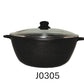 Non-Stick Dutch Oven with Glass Lid, Black Granite Finish, Large Casserole Pot with Handles 24 CM