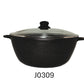 Non-Stick Dutch Oven with Glass Lid, Black Granite Finish, Large Casserole Pot with Handles 32 CM