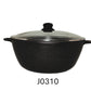 Non-Stick Dutch Oven with Glass Lid, Black Granite Finish, Large Casserole Pot with Handles 36 CM