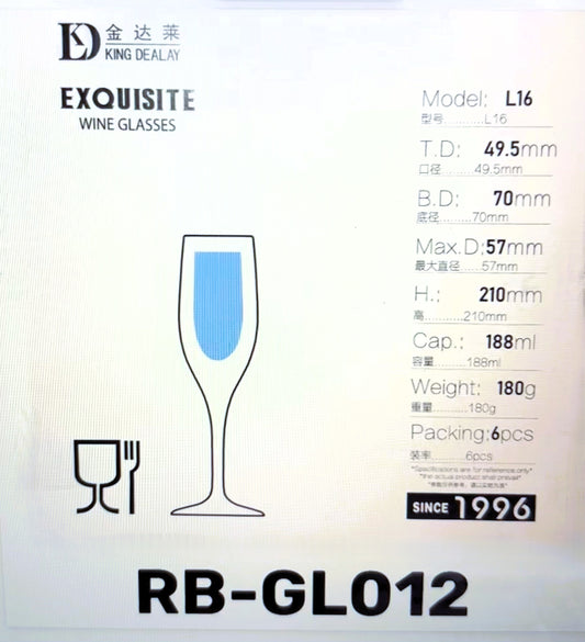 EXQUISITE Champagne Flute Glass, Clear, Stemmed, Elegant Design for Sparkling Wine and Celebrations