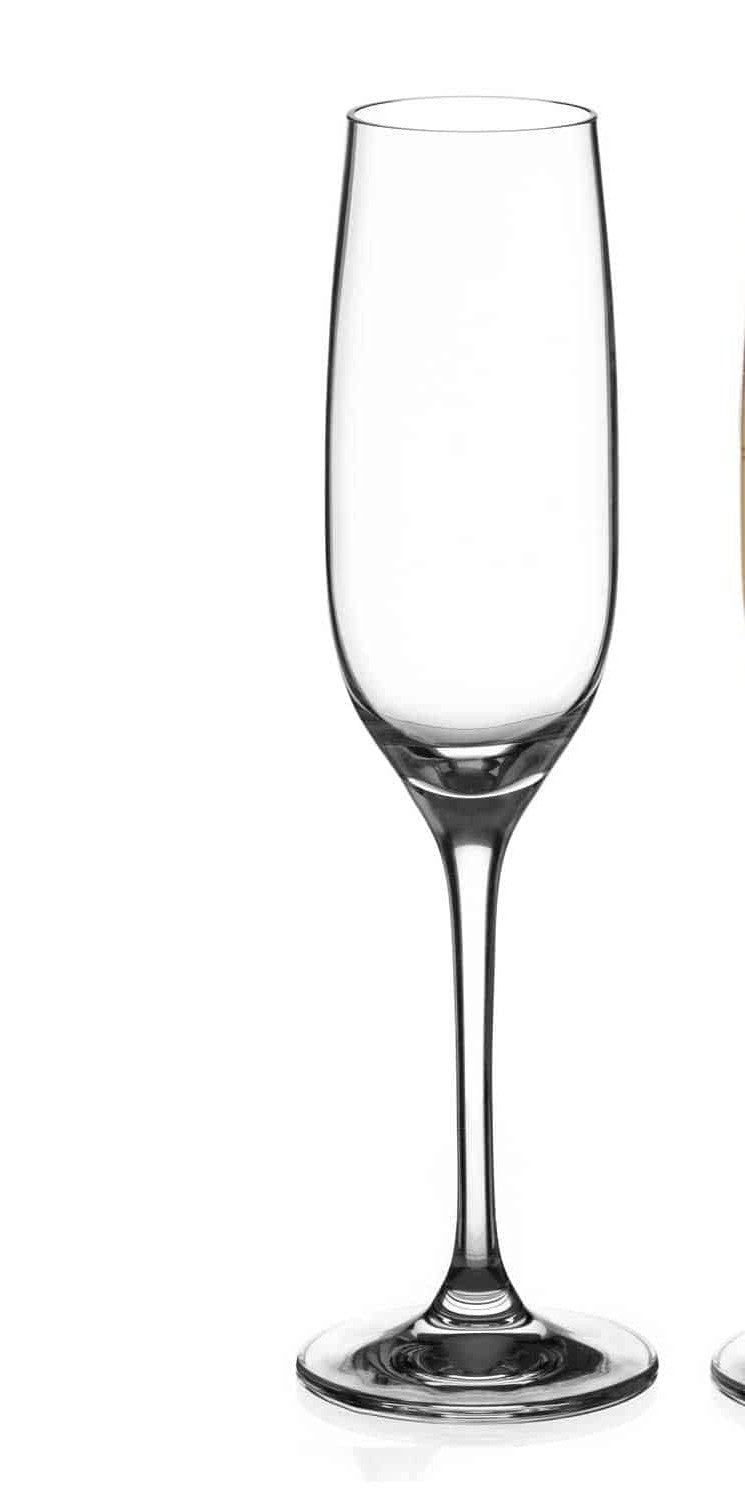 EXQUISITE Champagne Flute Glass, Clear, Stemmed, Elegant Design for Sparkling Wine and Celebrations