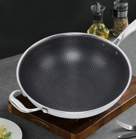 Royal Mega Cook 34cm Stainless Steel Wok Pan + FREE GIFT/Sartén Wok de Acero Inoxidable Royal Mega de 34cm + REGALO GRATIS