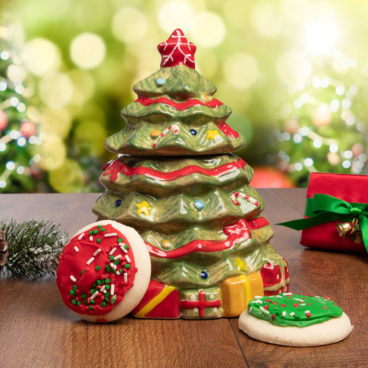 Mirthful Treats Christmas Tree Stoneware Cookie Jar