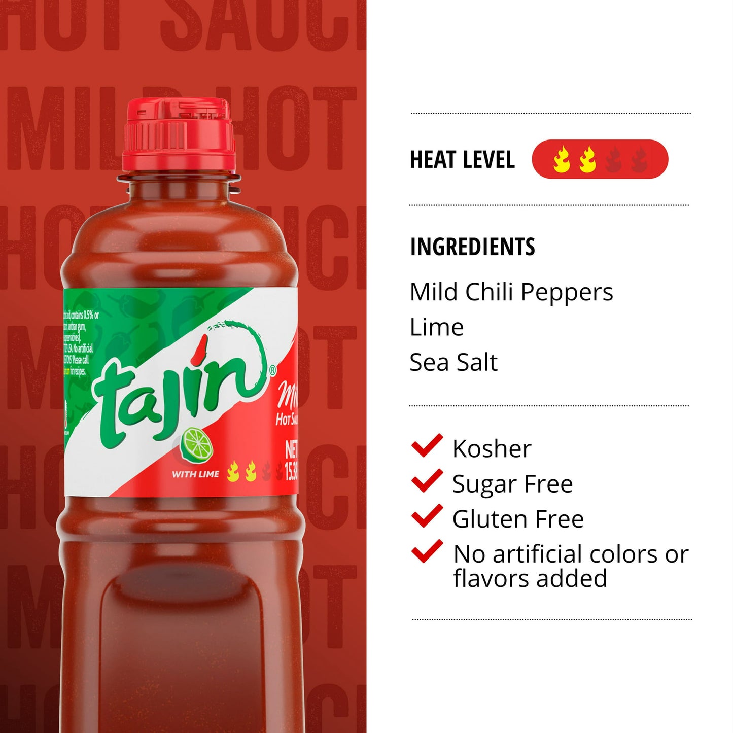 15.38 oz Tajin Mild Mexican Chili Lime Hot Sauce