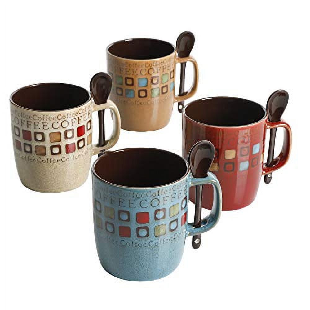 8 PC Mr. Coffee 14oz Café Americano Mug Set with Spoons